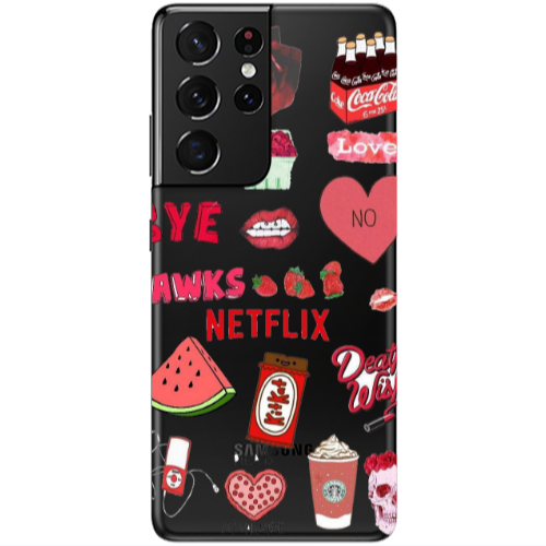 Samsung S21 Ultra pizza is my valentine Transparent Silicone TPU Θήκη