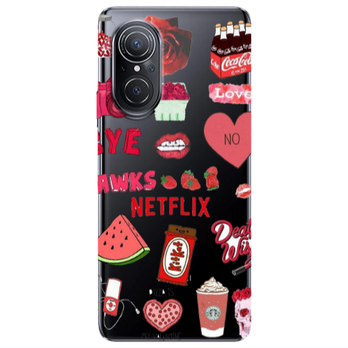 Huawei Nova 9 SE pizza is my valentine Transparent Silicone TPU Θήκη