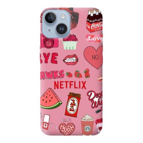 Apple iPhone 14  pizza is my valentine Pink Colored Silicone TPU Θήκη