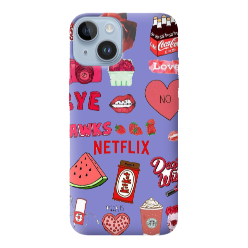 Apple iPhone 14 Plus pizza is my valentine Purple Colored Silicone TPU Θήκη
