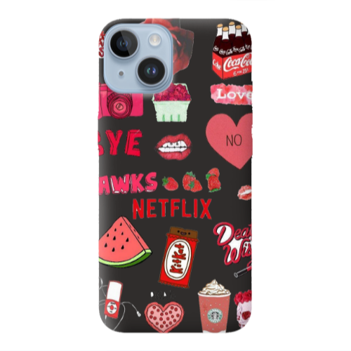 Apple iPhone 14 Plus pizza is my valentine Black Colored Silicone TPU Θήκη