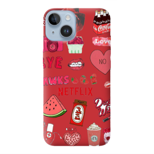 Apple iPhone 14 Plus pizza is my valentine Red Colored Silicone TPU Θήκη