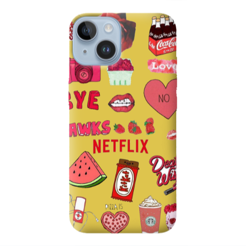 Apple iPhone 14 Plus pizza is my valentine Yellow Colored Silicone TPU Θήκη