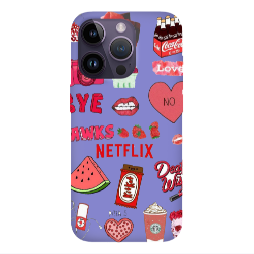 Apple iPhone 14 Pro  pizza is my valentine Purple Colored Silicone TPU Θήκη