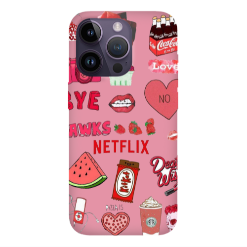 Apple iPhone 14 Pro Max pizza is my valentine Pink Colored Silicone TPU Θήκη