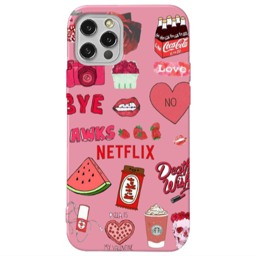 Apple iPhone 13 Pro pizza is my valentine Pink Colored Silicone TPU Θήκη