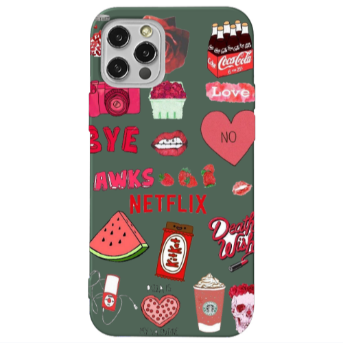 Apple iPhone 13 Pro pizza is my valentine Dark Green Colored Silicone TPU Θήκη