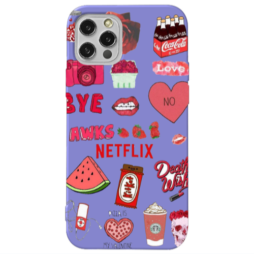 Apple iPhone 12 Pro pizza is my valentine Purple Colored Silicone TPU Θήκη