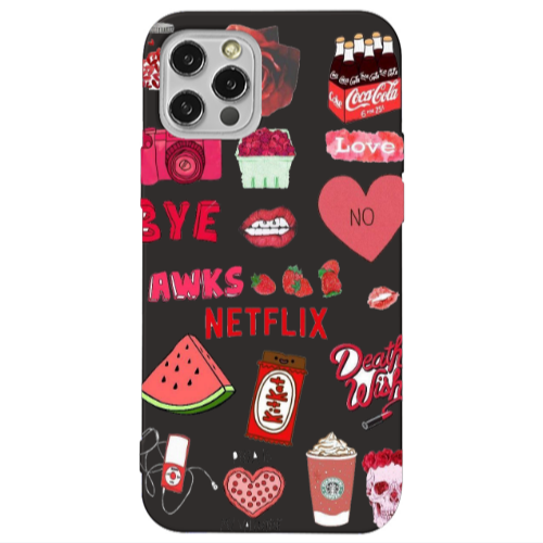 Apple iPhone 12 Pro pizza is my valentine Black Colored Silicone TPU Θήκη