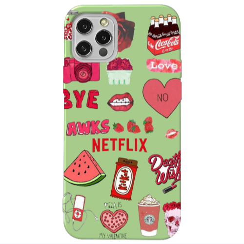 Apple iPhone 12 Pro pizza is my valentine Light Green Colored Silicone TPU Θήκη