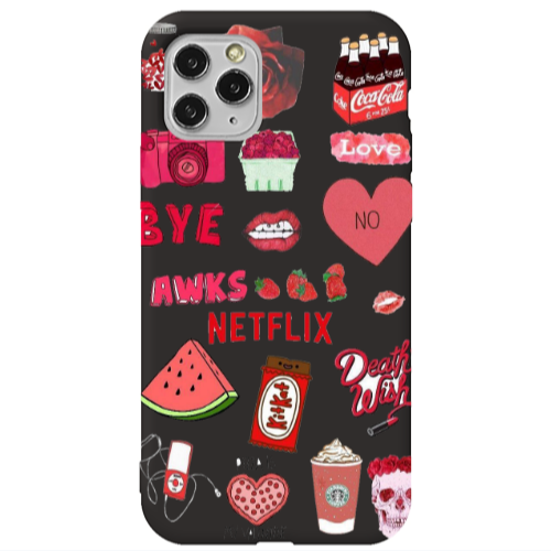 Apple iPhone 11 Pro Max pizza is my valentine Black Colored Silicone TPU Θήκη