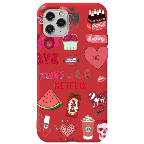 Apple iPhone 11 Pro Max pizza is my valentine Red Colored Silicone TPU Θήκη