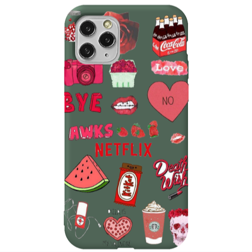 Apple iPhone 11 Pro Max pizza is my valentine Dark Green Colored Silicone TPU Θήκη