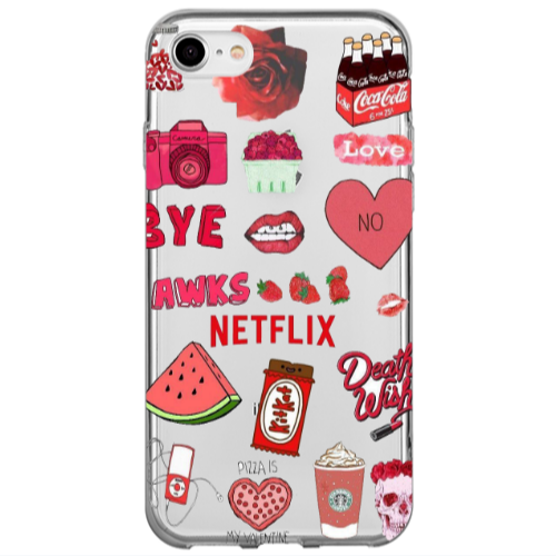 Apple iPhone 7 pizza is my valentine Transparent Silicone TPU Θήκη