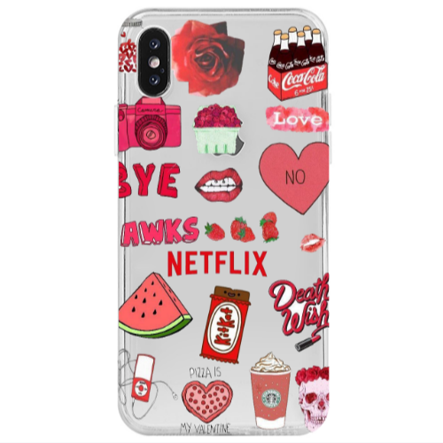 Apple iPhone Xs pizza is my valentine Transparent Silicone TPU Θήκη