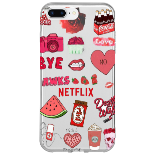 Apple iPhone 7 Plus pizza is my valentine Transparent Silicone TPU Θήκη