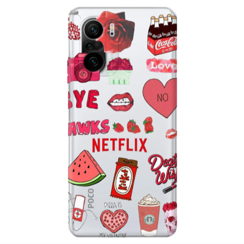 Xiaomi Poco F3 pizza is my valentine Transparent Silicone TPU Θήκη