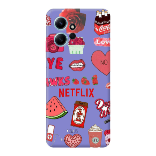 Xiaomi Redmi Note 12 4G pizza is my valentine Purple Colored Silicone TPU Θήκη