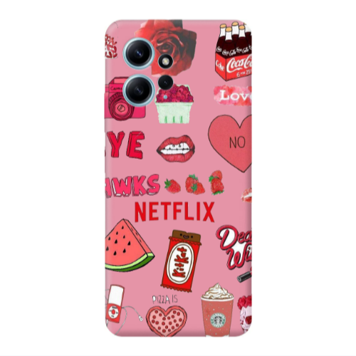 Xiaomi Redmi Note 12 4G pizza is my valentine Pink Colored Silicone TPU Θήκη