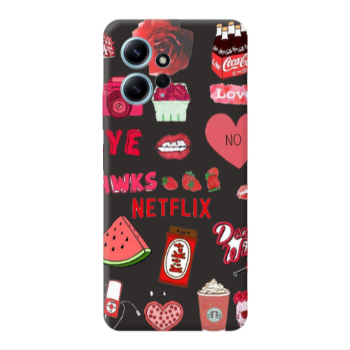 Xiaomi Redmi Note 12 4G pizza is my valentine Black Colored Silicone TPU Θήκη