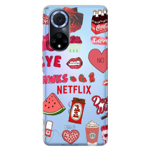 Huawei Nova 9 pizza is my valentine Transparent Silicone TPU Θήκη