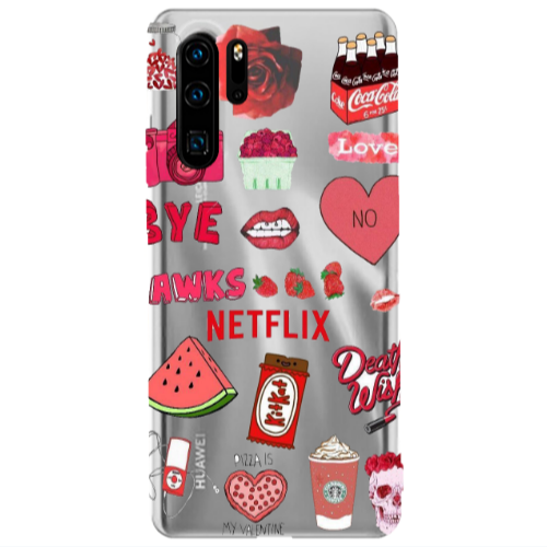 Huawei P30 Pro pizza is my valentine Transparent Silicone TPU Θήκη