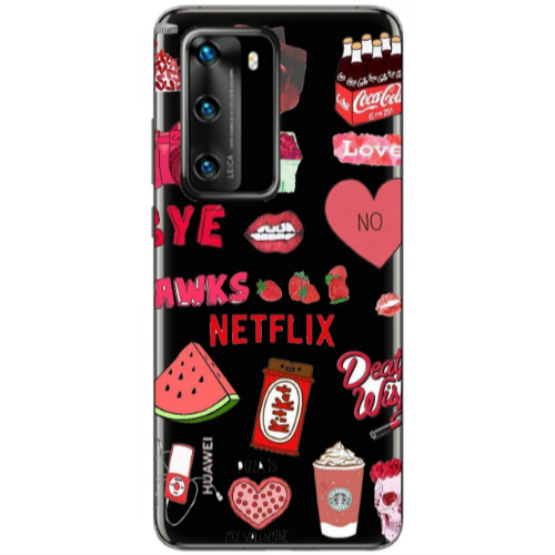Huawei P40 pizza is my valentine Transparent Silicone TPU Θήκη