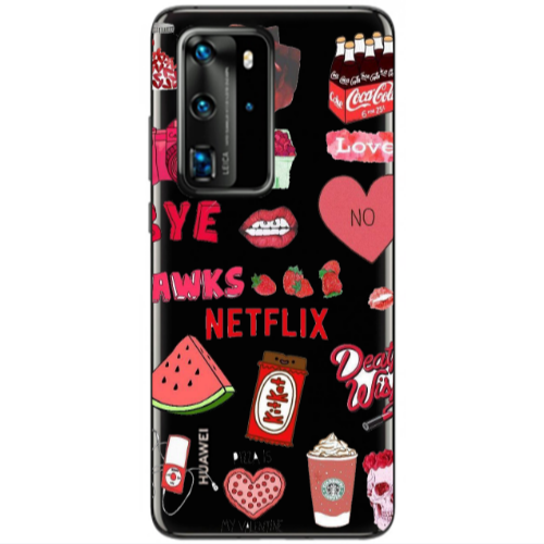 Huawei P40 Pro pizza is my valentine Transparent Silicone TPU Θήκη