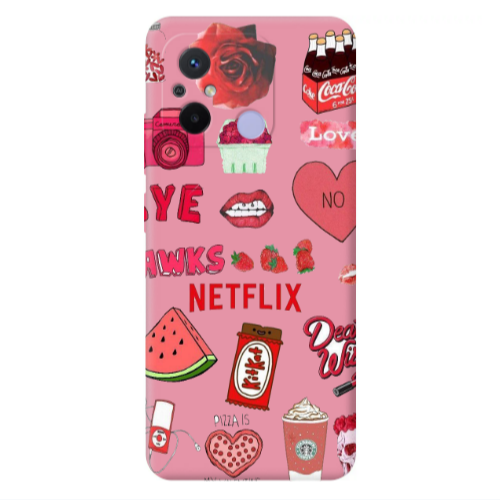 Xiaomi Redmi 12C pizza is my valentine Pink Colored Silicone TPU Θήκη