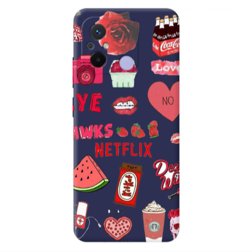 Xiaomi Redmi 12C pizza is my valentine Dark blue Colored Silicone TPU Θήκη