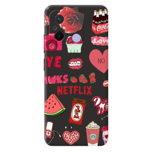 Xiaomi Redmi 12C pizza is my valentine Black Colored Silicone TPU Θήκη