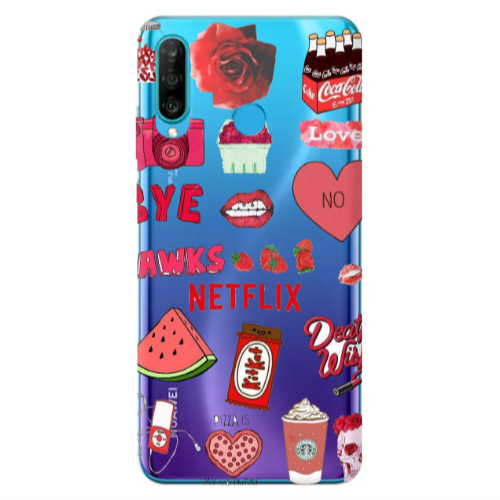 Huawei P30 Lite pizza is my valentine Transparent Silicone TPU Θήκη