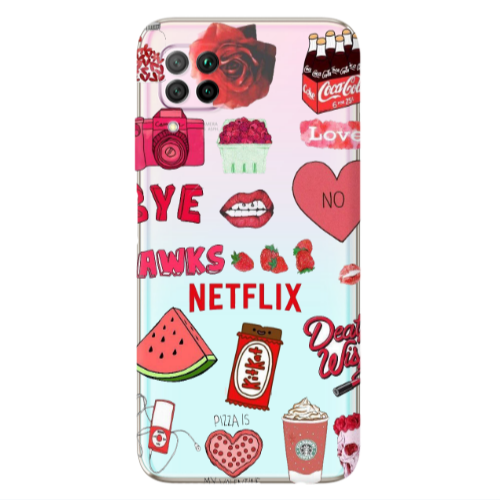 Huawei P40 Lite pizza is my valentine Transparent Silicone TPU Θήκη