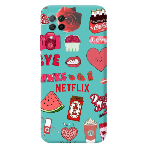 Huawei P40 Lite pizza is my valentine Turquoise Colored Silicone TPU Θήκη