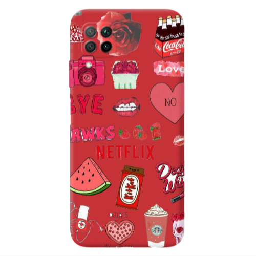 Huawei P40 Lite pizza is my valentine Red Colored Silicone TPU Θήκη