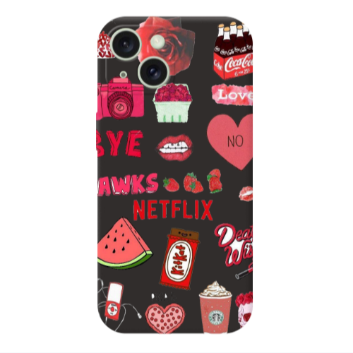 Apple iPhone 15 pizza is my valentine Black Colored Silicone TPU Θήκη