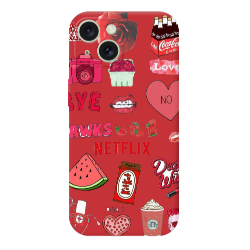Apple iPhone 15 pizza is my valentine Red Colored Silicone TPU Θήκη