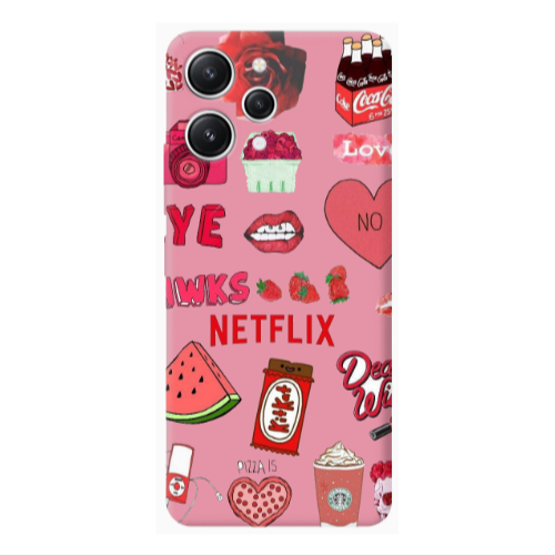 Xiaomi Redmi 12 pizza is my valentine Pink Colored Silicone TPU Θήκη