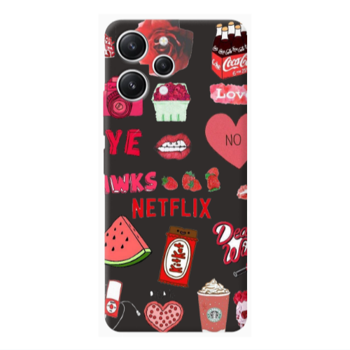 Xiaomi Redmi 12 pizza is my valentine Black Colored Silicone TPU Θήκη