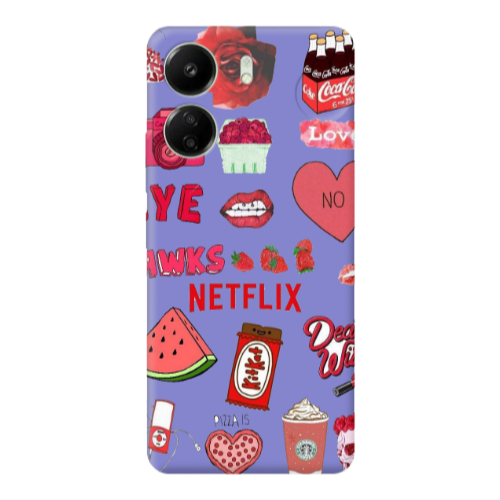 Xiaomi Redmi 13C pizza is my valentine Purple Colored Silicone TPU Θήκη