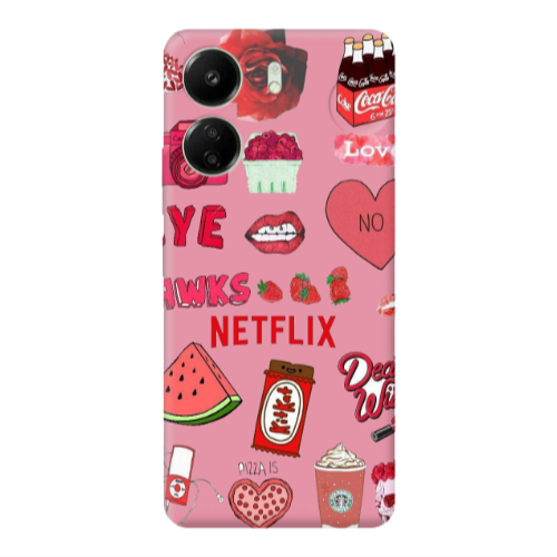 Xiaomi Redmi 13C pizza is my valentine Pink Colored Silicone TPU Θήκη