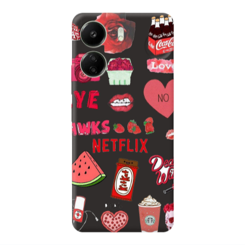 Xiaomi Redmi 13C pizza is my valentine Black Colored Silicone TPU Θήκη
