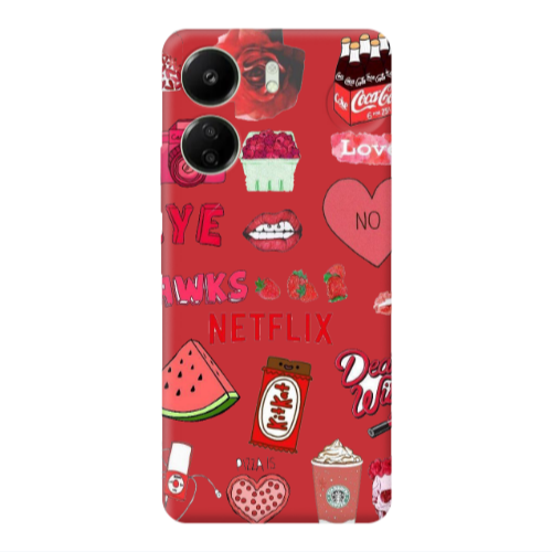 Xiaomi Redmi 13C pizza is my valentine Red Colored Silicone TPU Θήκη