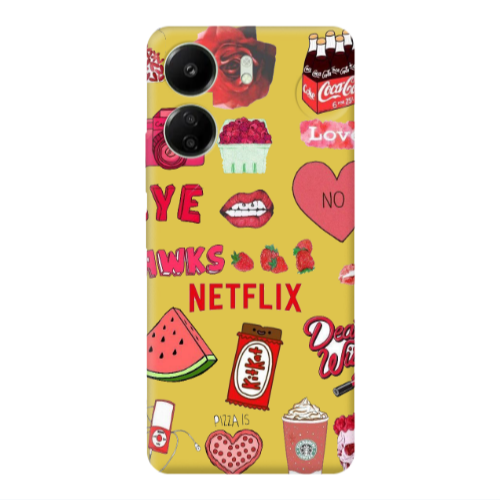 Xiaomi Redmi 13C pizza is my valentine Yellow Colored Silicone TPU Θήκη