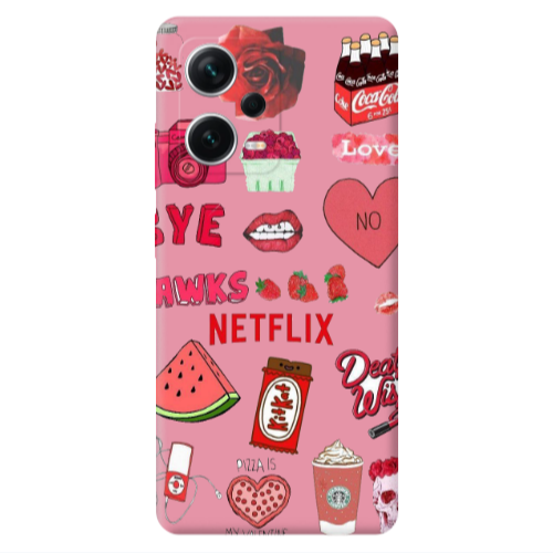Xiaomi Poco X5 pizza is my valentine Pink Colored Silicone TPU Θήκη