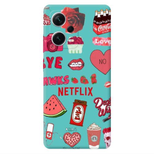 Xiaomi Poco X5 pizza is my valentine Turquoise Colored Silicone TPU Θήκη