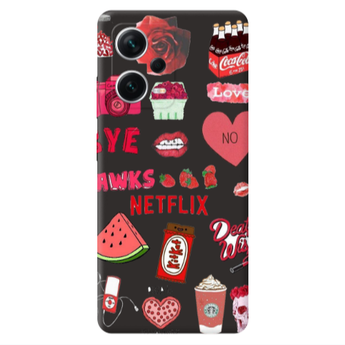 Xiaomi Poco X5 pizza is my valentine Black Colored Silicone TPU Θήκη