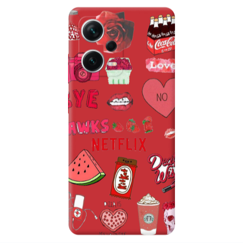 Xiaomi Poco X5 pizza is my valentine Red Colored Silicone TPU Θήκη