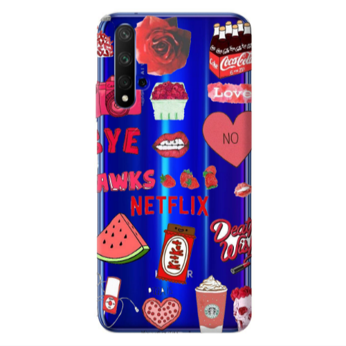 Huawei Nova 5 T pizza is my valentine Transparent Silicone TPU Θήκη