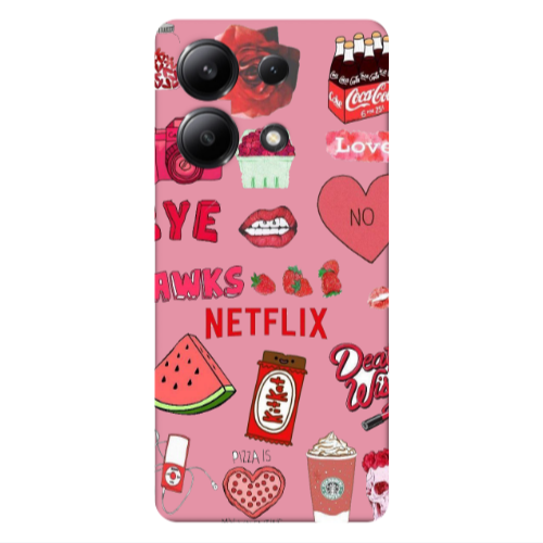 Xiaomi Redmi Note 13 4G pizza is my valentine Pink Colored Silicone TPU Θήκη